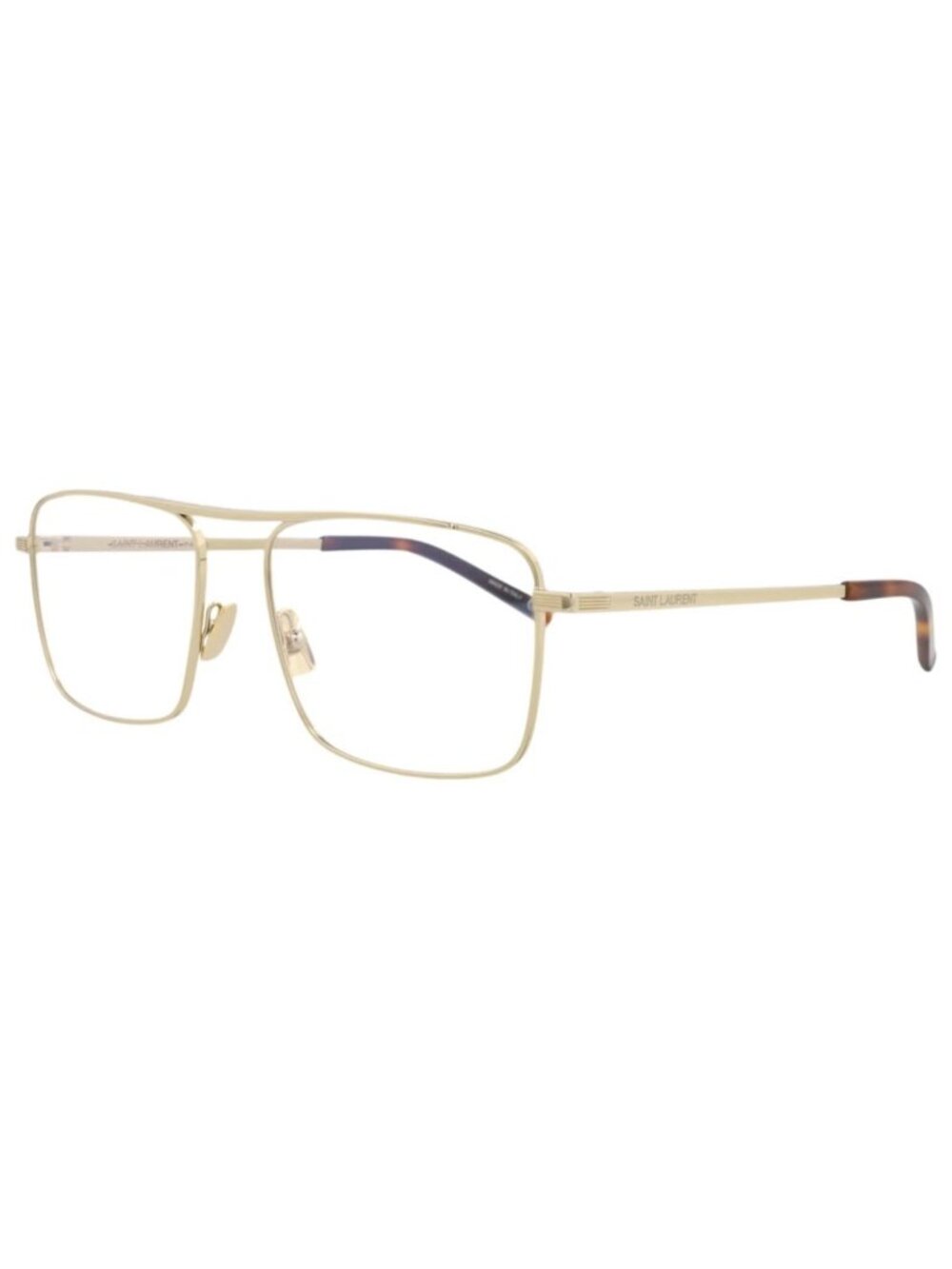 New Saint Laurent Women's Eyeglasses Square Rectangle Metal Frame Mens Gold Gold